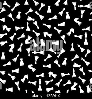 White Chess Pieces Seamless Pattern Stock Vector