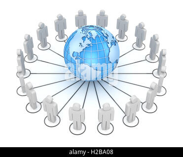 People together around the globe , This is a 3d rendered computer generated image. Isolated on white. Stock Photo