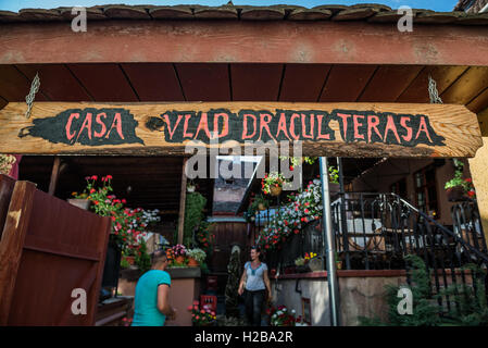 Casa Vlad Dracul restaurant in Historic Centre of Sighisoara city, Transylvania region in Romania Stock Photo