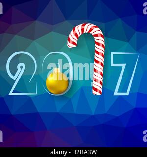 Candy Cane and Yellow Glass Ball Stock Vector