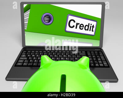 Credit Laptop Means Online Lending And Repayments Stock Photo