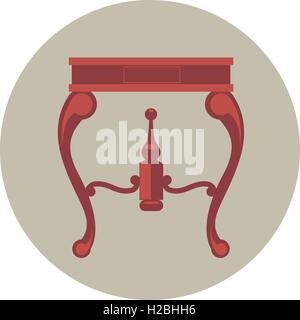 Digital vector red vintage table isolated, flat style Stock Vector