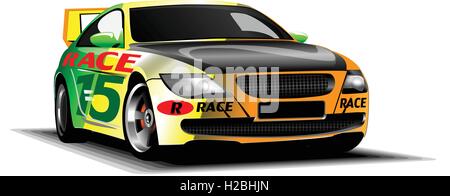 Digital vector colored sport race car, modern and realistic, front view Stock Vector