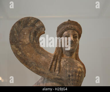 Marble capital and finial in the form of a sphinx. Greek, Attic, ca. 530 BC. Metropolitan Museum of Art. Ny. Usa. Stock Photo