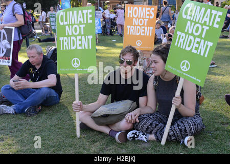 The Campaign for Nuclear Disarmament held an anti Trident protest in Parliament Square as MPs debated on a replacement for the Trident nuclear weapons system  Featuring: Atmosphere Where: London, United Kingdom When: 18 Jul 2016 Stock Photo
