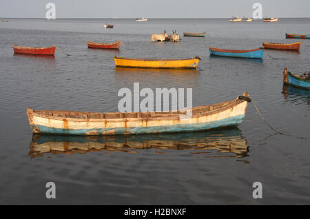 Traditional fishing boats on the shore of Rameswaram, India Stock Photo