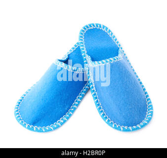 Pair of house slippers isolated over white background Stock Photo