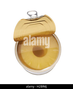 Canned pineapple isolated over white background Stock Photo