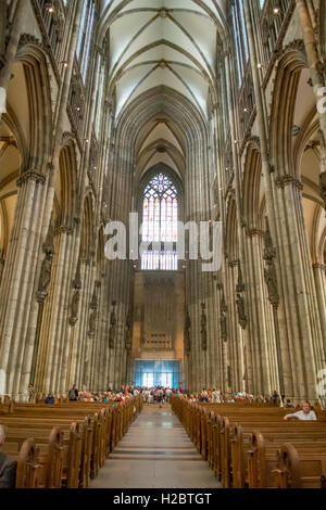 Vaulted Nave in Cathedral of St Peter, Cologne, Germany Stock Photo