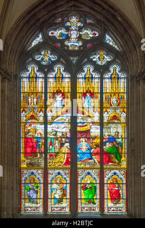 Stained Glass Windows in Cathedral of St Peter, Cologne, Germany Stock Photo