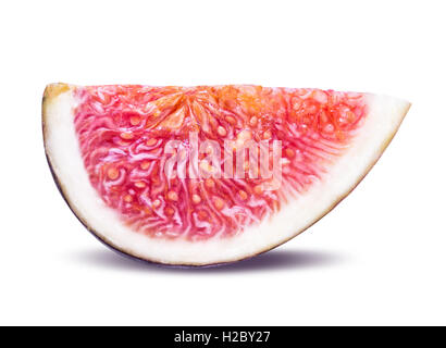 One piece of sliced ripe figs isolated on white background clipping path Stock Photo