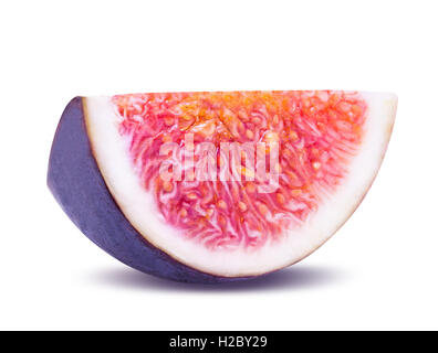 One piece of sliced ripe figs isolated on white background clipping path Stock Photo