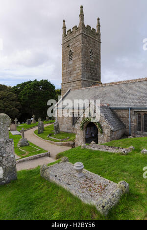 St Levan church near Porth Chapel in Cornwall Stock Photo