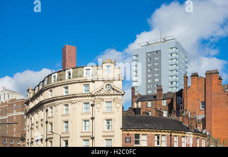 View over Leeds city centre buildings from railway station. Leeds, West Yorkshire, England, UK Stock Photo