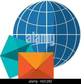 earth globe diagram and envelope icon Stock Vector Image & Art - Alamy