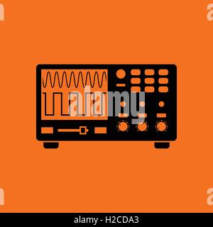Oscilloscope icon. Orange background with black. Vector illustration. Stock Vector