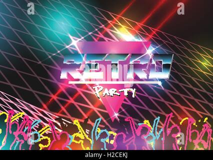 Retro Futurism Neon 80s Disco Poster Stock Vector