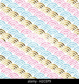 Modern background in gold pastel colors, seamless pattern with circle wave geometric shape decoration. EPS10 vector. Stock Vector