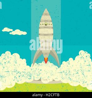 Spaceship launch A spaceship launching from the ground. Stock Vector