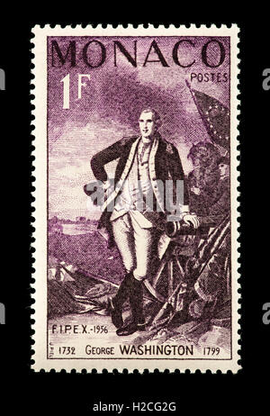Postage stamp from Monaco depicting George Washington, American Revolutionary war general. Stock Photo