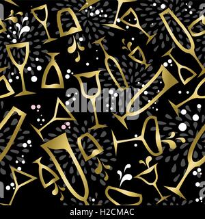 Gold cocktail glass seamless pattern background. Ideal for restaurant menu, drink card, poster or book cover design. EPS10 Stock Vector