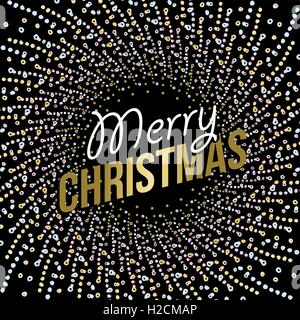 Merry Christmas gold hand drawn mandala background with abstract shapes and lettering design. EPS10 vector. Stock Vector