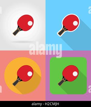 racket and ball for table tennis ping pong flat icons vector illustration isolated on background Stock Vector