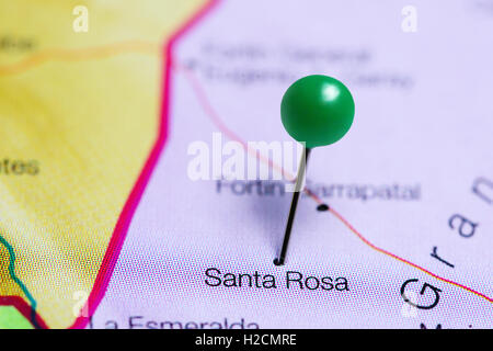 Santa Rosa pinned on a map of Paraguay Stock Photo