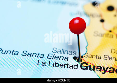 La Libertad pinned on a map of Ecuador Stock Photo