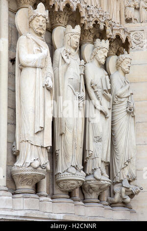 Statues on the Notre Dame Cathedral in Paris, France Stock Photo