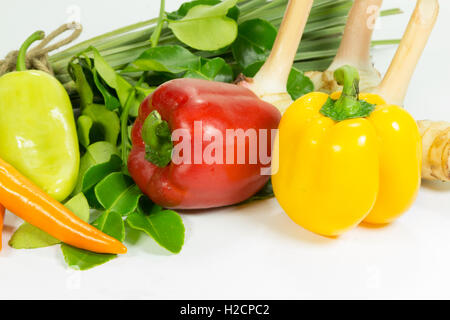 Group of herb ingredients for cooking thai food Stock Photo