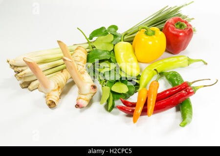 Group of herb ingredients for cooking thai food Stock Photo