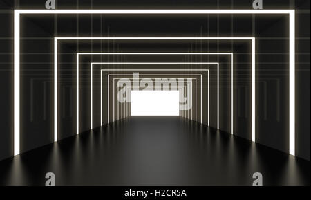 abstract tunnel with yellow light Stock Photo