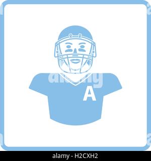 American football player icon. Blue frame design. Vector illustration. Stock Vector