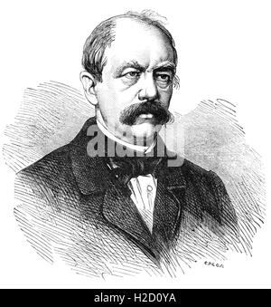 Otto von Bismarck, or Count Bismarck (1815 – 1898), known as the “Iron Chancellor”, was a conservative Prussian statesman who between 1862 and 1890 effectively ruled first Prussia and then all of Germany. Stock Photo