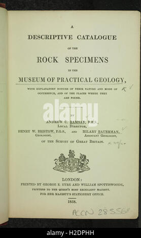 A descriptive catalogue of the rock specimens in the Museum of Practical Geology Stock Photo