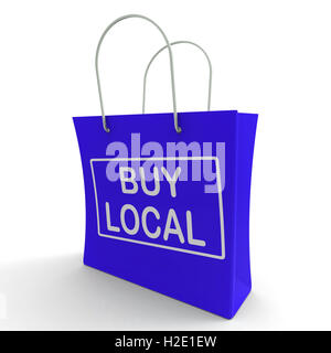 Buy Local Shopping Bag Shows Buying Nearby Trade Stock Photo