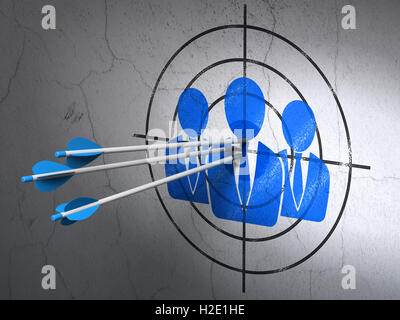 Advertising concept: arrows in Business People target on wall background Stock Photo