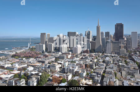 San Francisco skyline and surrounding residential area. Stock Photo