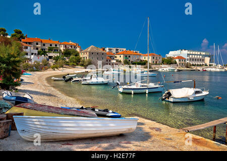 Dalmatian beach in Postira village, Island of Brac, Croatia Stock Photo