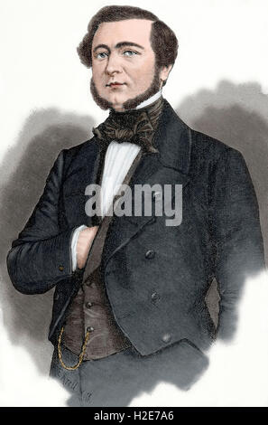 Charlemagne Emile de Maupas (1818-1888). French lawyer and politician. Portrait. Engraving by E. Krell in 'Historia de Francia', 1881. Colored. Stock Photo