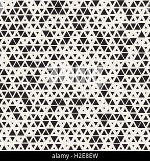 Vector Seamless Black and White Random Size Triangles Grid Pattern Stock Vector