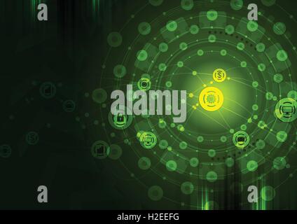 Dark green technology communication design. Vector background Stock Vector