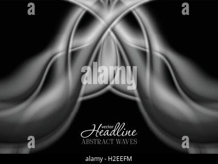 Abstract grey smooth smoke wavy pattern. Vector background Stock Vector
