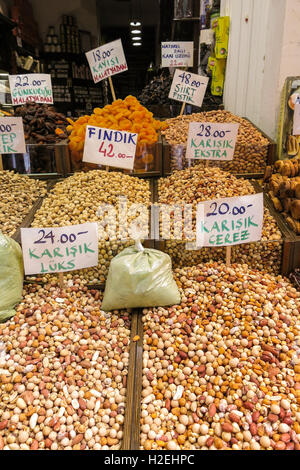 The famous oriental market. Dried nuts and spices in Istambul, Turkey Stock Photo