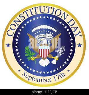 A depiction of the seal of the President of the United States of America mocked up for Constitution Day over a white background Stock Vector