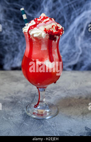 Halloween Vampire Ice Cream Floats Stock Photo