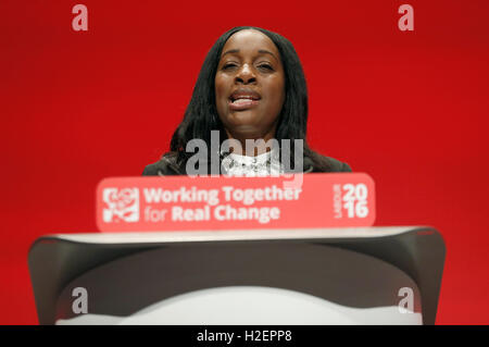 Liverpool, UK. 26th September, 2016. Kate Osamor Mp Shadow Secretary Of State For International Development Labour Party Conference 2016 The Acc Liverpool, Liverpool, England 26 September 2016 Addresses The Labour Party Conference 2016 At The Acc Liverpool, Liverpool, England Credit:  Allstar Picture Library/Alamy Live News Stock Photo
