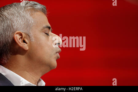 Liverpool, Uk. 27th September, 2016.   Sadiq Khan Mayor Of London Labour Party Conference 2016 The Acc Liverpool, Liverpool, England 27 September 2016 Addresses The Labour Party Conference 2016 At The Acc Liverpool, Liverpool, England © Allstar Picture Library/Alamy Live News Credit:  Allstar Picture Library/Alamy Live News Stock Photo