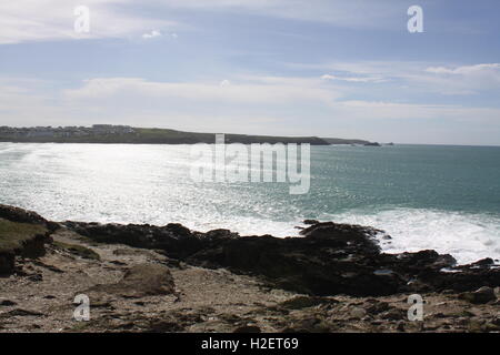 Cornwall, UK. 12th Sep, 2016. View of Fistral Bay, a production location for the Rosamunde Pilcher series of ZDF television in Cornwall, England, 12 September 2016. PHOTO: PHILIP DETHLEFS/dpa/Alamy Live News Stock Photo